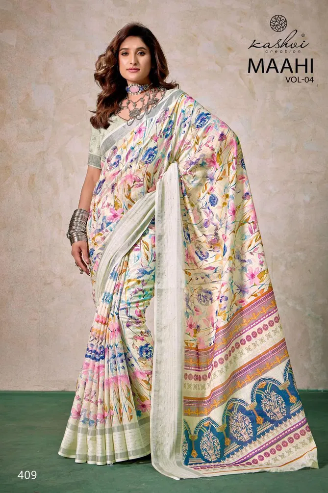 Maahi Vol 4 By Kashvi Linen Printed Saree Wholesalers In Delhi